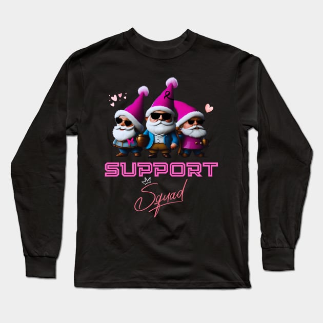 Funny Gnomies Support Squad Breast Cancer Awareness Month Long Sleeve T-Shirt by Adam4you